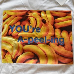 Zara a-peeling white bananas oversized tshirt M